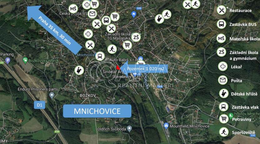 Prodej komerčního pozemku, Mnichovice, Sportovní, 1020 m2