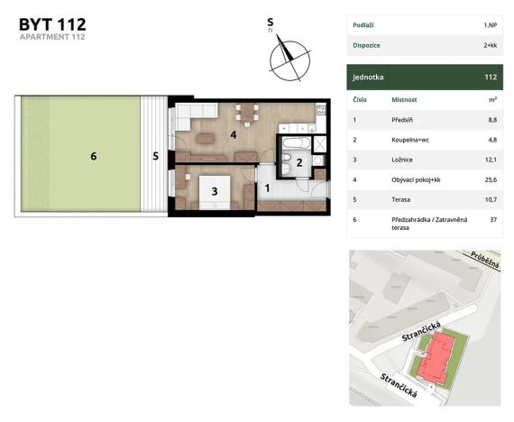 Prodej bytu 2+kk, Praha - Strašnice, Strančická, 55 m2