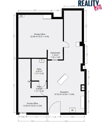 Pronájem ordinace, Svitavy, náměstí Míru, 82 m2