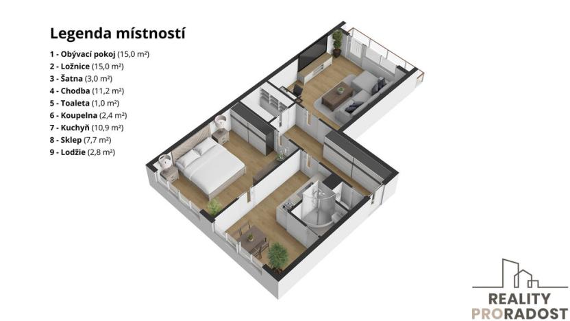 Prodej bytu 2+1, Hodonín, G. Preissové, 66 m2