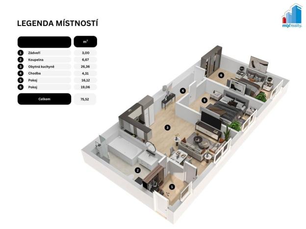 Prodej bytu 3+kk, Chotěšov, Plzeňská, 76 m2