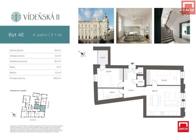 Prodej bytu 3+kk, Olomouc, Vídeňská, 76 m2