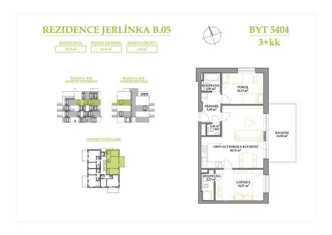 Prodej bytu 3+kk, Brno, Jerlínová, 70 m2