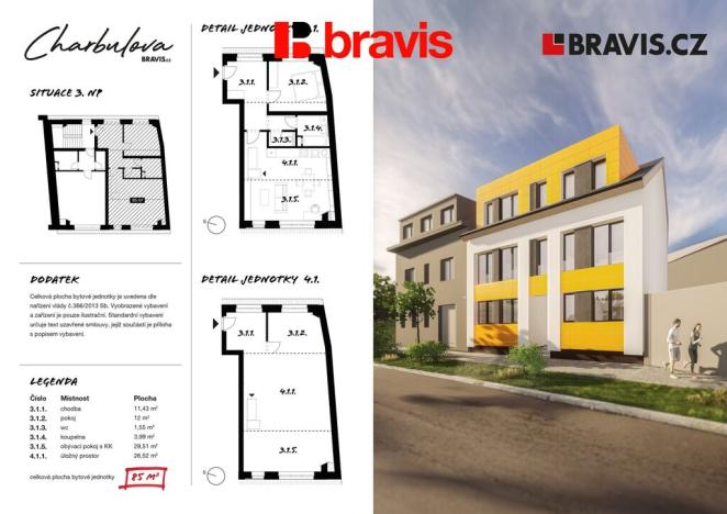 Prodej bytu 2+kk, Brno, Charbulova, 58 m2