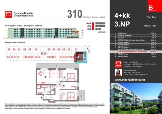 Prodej bytu 4+kk, Olomouc - Nová Ulice, Třída Jiřího Pelikána, 90 m2