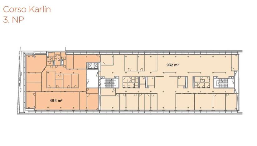 Pronájem kanceláře, Praha - Karlín, Křižíkova, 1420 m2