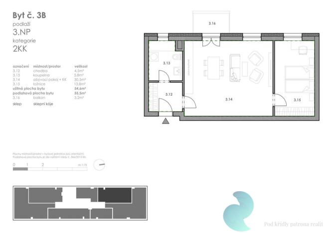 Prodej bytu 2+kk, České Budějovice - České Budějovice 5, 54 m2