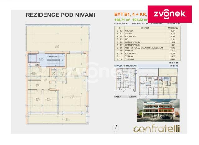 Prodej bytu 4+kk, Zlín, Pod Nivami, 93 m2