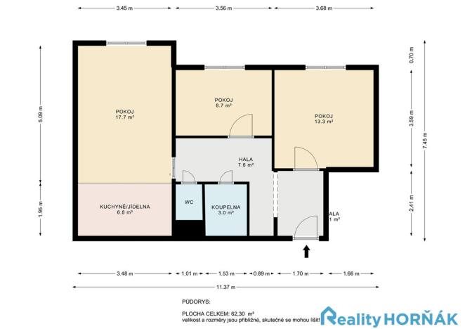 Prodej bytu 3+kk, Týn nad Vltavou - Malá Strana, Vodňanská, 56 m2