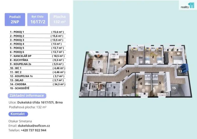 Pronájem atypického bytu, Brno - Husovice, Dukelská třída, 132 m2