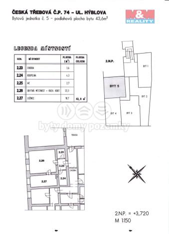 Pronájem bytu 2+kk, Česká Třebová, Hýblova, 44 m2