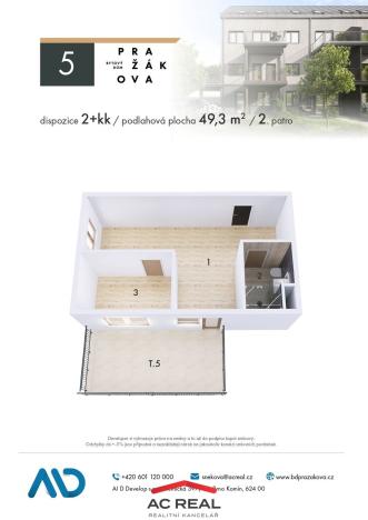 Prodej bytu 2+kk, Brno, Pražákova, 49 m2