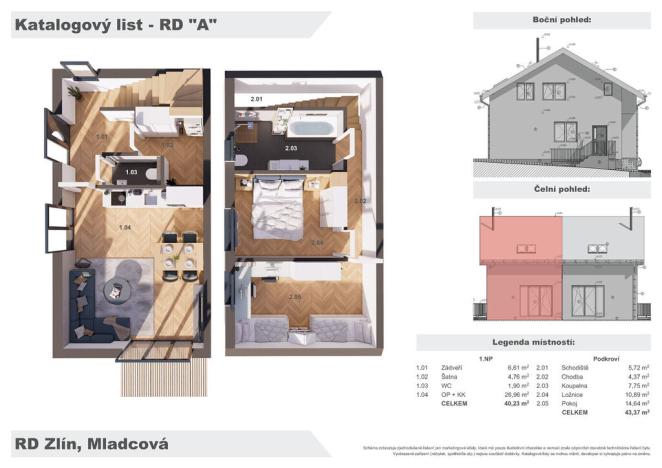 Prodej rodinného domu, Zlín - Mladcová, Nadhumení, 81 m2
