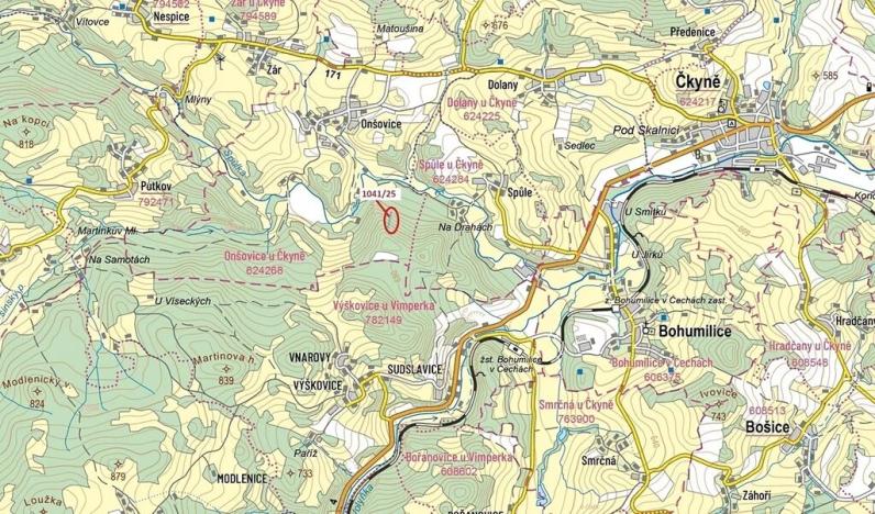 Dražba lesa, Čkyně, 2082 m2