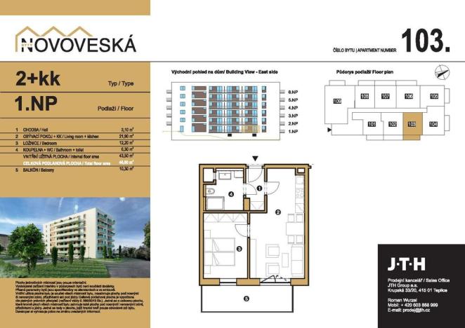 Prodej bytu 2+kk, Teplice, Novoveská, 57 m2