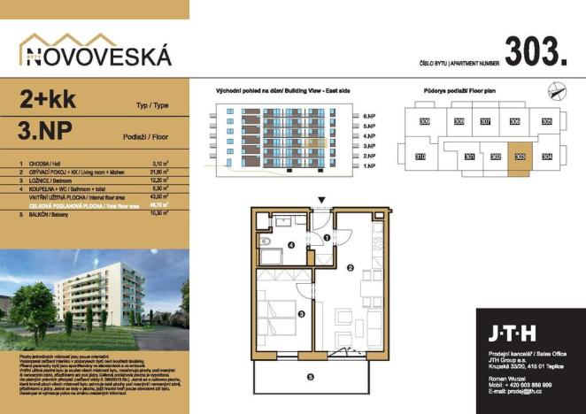 Prodej bytu 2+kk, Teplice, Novoveská, 47 m2