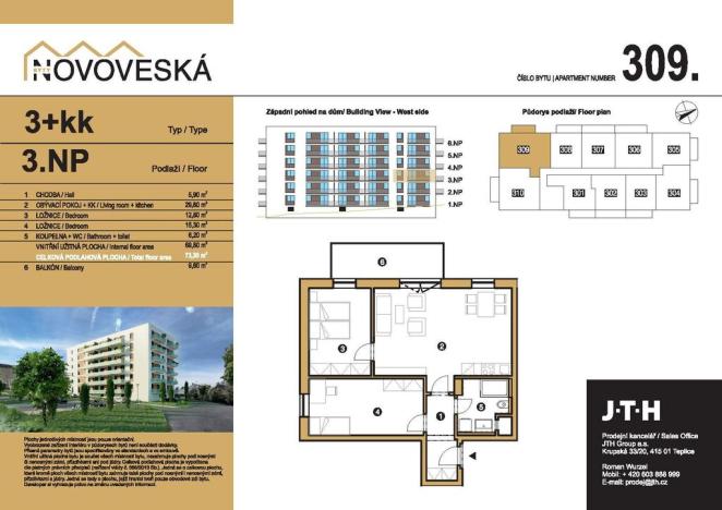 Prodej bytu 3+kk, Teplice, Novoveská, 83 m2