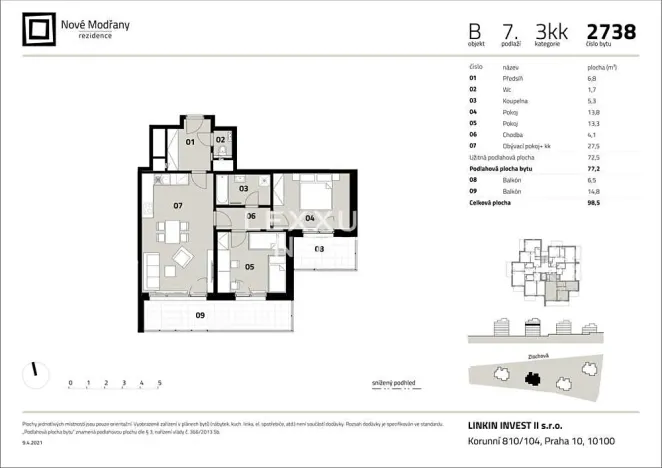 Prodej bytu 3+kk, Praha - Modřany, Zlochova, 77 m2