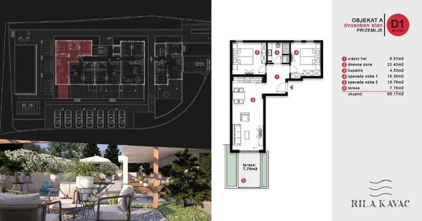 Prodej bytu 2+kk, Кавач, Černá Hora, 33 m2
