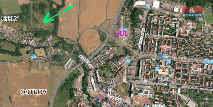 Prodej pozemku pro bydlení, Ostrov - Kfely, 1179 m2