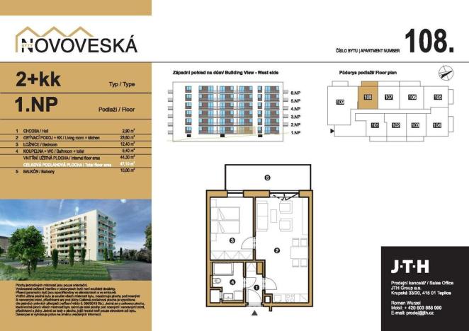 Prodej bytu 2+kk, Teplice, Novoveská, 47 m2