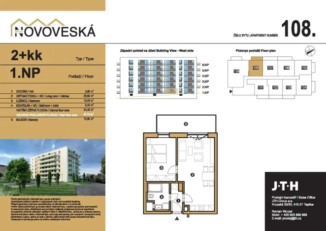 Prodej bytu 2+kk, Teplice, Novoveská, 47 m2
