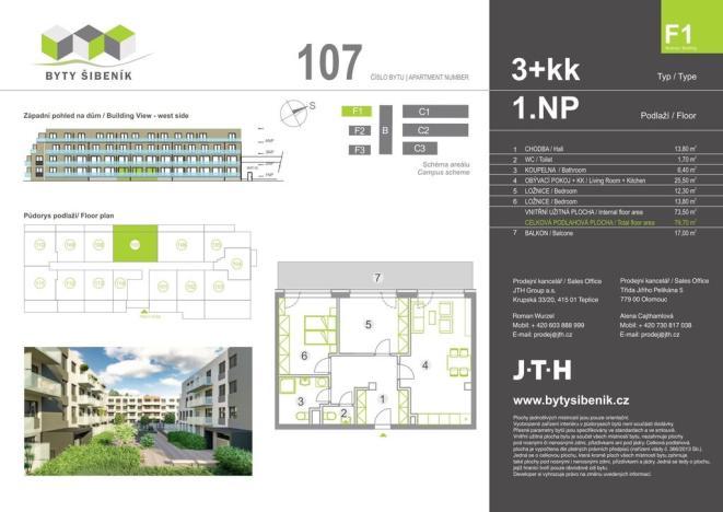 Prodej bytu 3+kk, Olomouc, Třída Jiřího Pelikána, 74 m2