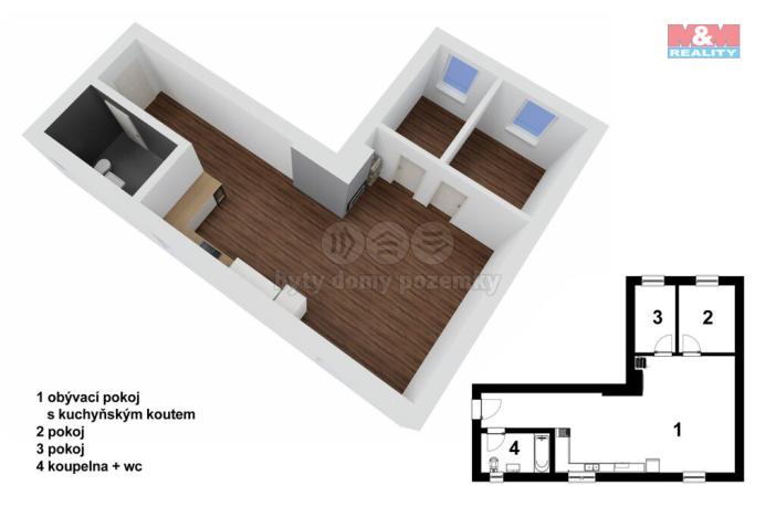 Prodej bytu 3+kk, Nová Bystřice, Nádražní, 54 m2