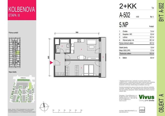 Prodej bytu 2+kk, Praha - Vysočany, Smržových, 53 m2
