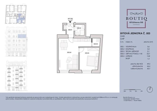 Prodej bytu 2+kk, Praha - Karlín, Křižíkova, 46 m2