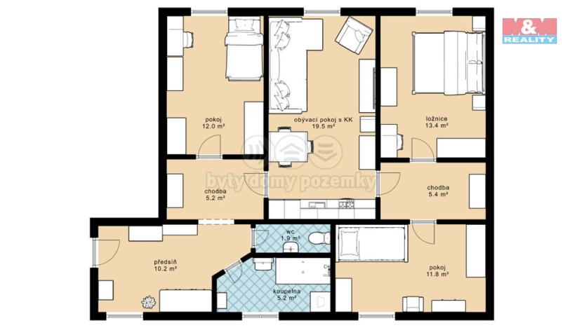 Prodej bytu 4+kk, Písek - Pražské Předměstí, Pražská, 87 m2