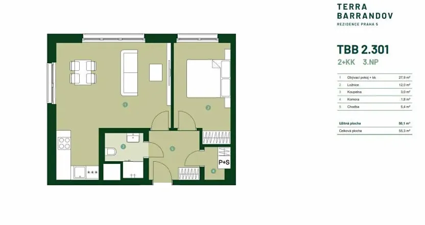 Prodej bytu 2+kk, Praha - Hlubočepy, Silurská, 55 m2