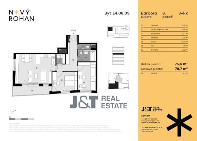 Prodej bytu 3+kk, Praha - Karlín, Libeňský ostrov, 76 m2