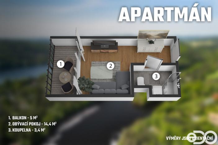 Prodej bytu 1+kk, Slapy, 17 m2