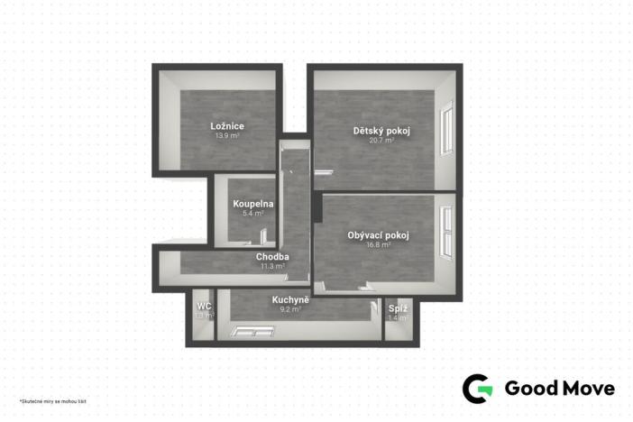 Prodej bytu 3+1, Zlín - Louky, 80 m2