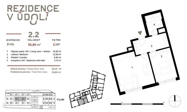 Prodej bytu 2+kk, Praha - Dolní Počernice, Českobrodská, 52 m2