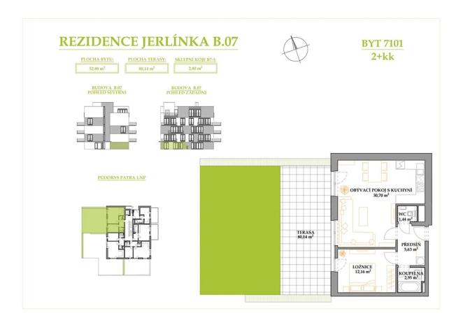 Prodej bytu 2+kk, Brno, Jerlínová, 52 m2