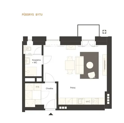 Pronájem bytu 1+kk, Praha - Holešovice, Veletržní, 31 m2