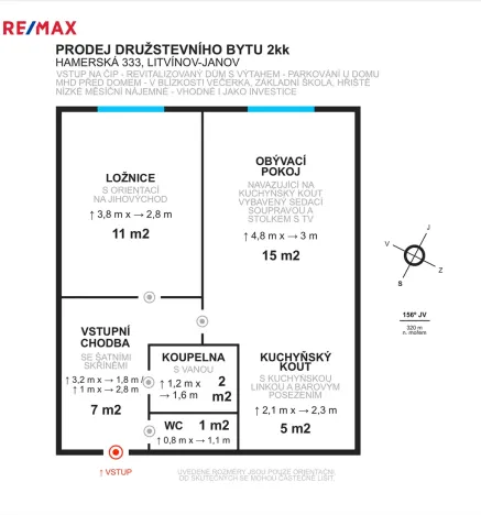 Prodej bytu 2+kk, Litvínov - Janov, Hamerská, 41 m2