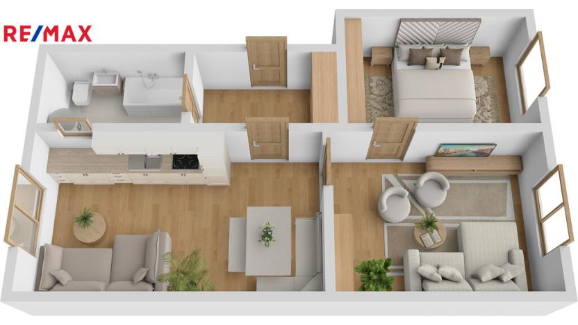 Prodej bytu 2+1, Úpice, náměstí T. G. Masaryka, 48 m2