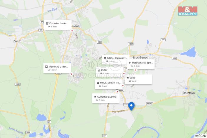 Prodej pozemku pro bydlení, Zruč-Senec, 996 m2