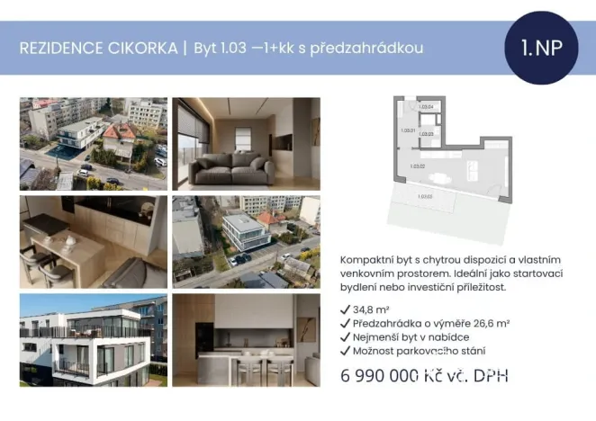 Prodej bytu 1+kk, Praha - Modřany, Na Cikorce, 34 m2