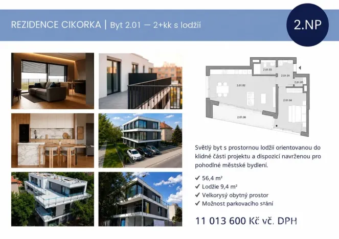 Prodej bytu 2+kk, Praha - Modřany, Na Cikorce, 56 m2