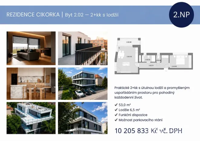 Prodej bytu 2+kk, Praha - Modřany, Na Cikorce, 53 m2