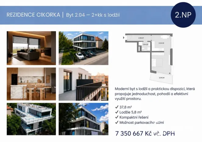 Prodej bytu 1+kk, Praha - Modřany, Na Cikorce, 37 m2