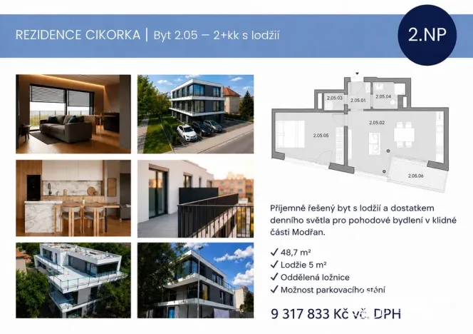 Prodej bytu 2+kk, Praha - Modřany, Na Cikorce, 48 m2