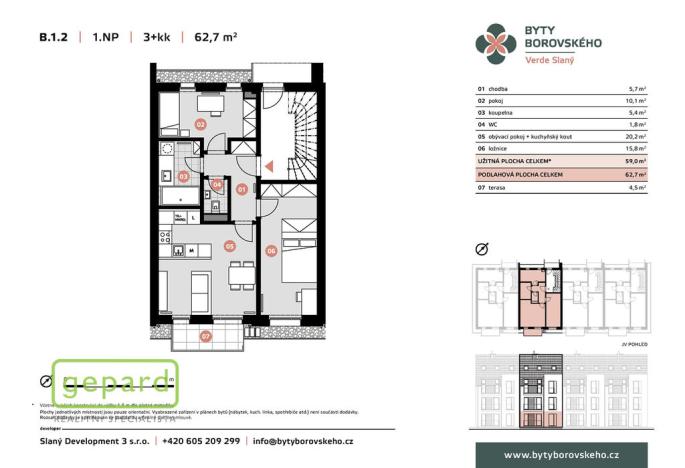 Prodej bytu 3+kk, Slaný - Kvíček, K. H. Borovského, 59 m2