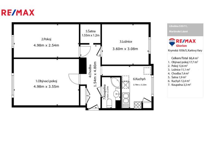 Prodej bytu 3+1, Mariánské Lázně, Libušina, 66 m2