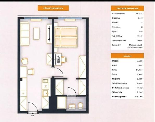 Prodej bytu 2+kk, Praha - Chodov, Čenětická, 47 m2