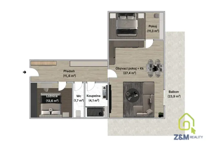 Prodej bytu 3+kk, Březová, Hlavní, 94 m2